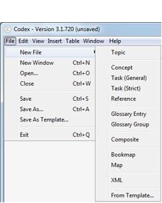 Codex File New Menu